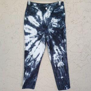 Fashion Nova Black & White Tie-Dye High-Rise Ankle Jeans